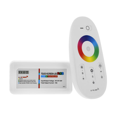DC12/24V Max 24A 6A4CH, LED RGB Controller 2.4GHz RF Touch Color Remote For RGB LED Light Strips or Modules